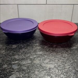 Tupperware Purple and Red Storage Containers. Serv n Store